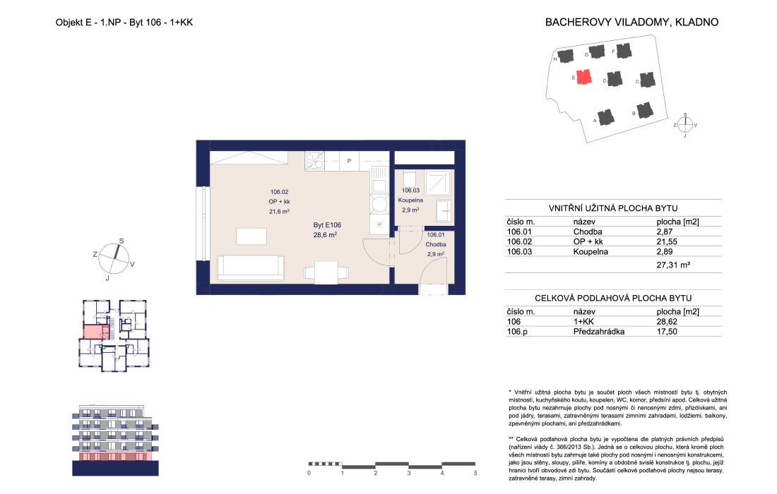 Byt E106 - Bacherovy Viladomy - 1+kk (28 m²)